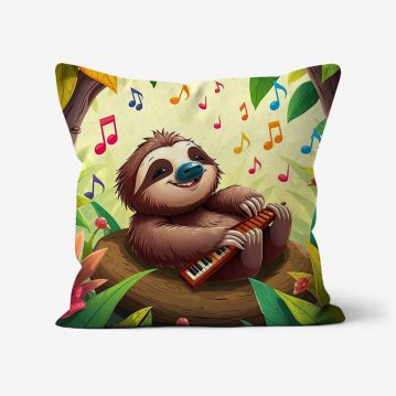 Sloth-Music-Childrens-Cushion